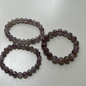 Crystal Amethyst Beaded Bracelets, 3 Pack